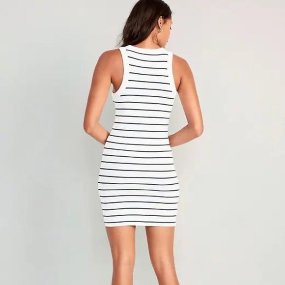 NEW Old Navy Fitted Striped Sleeveless Rib-Knit Mini Dress for Women - Picture 7 of 7